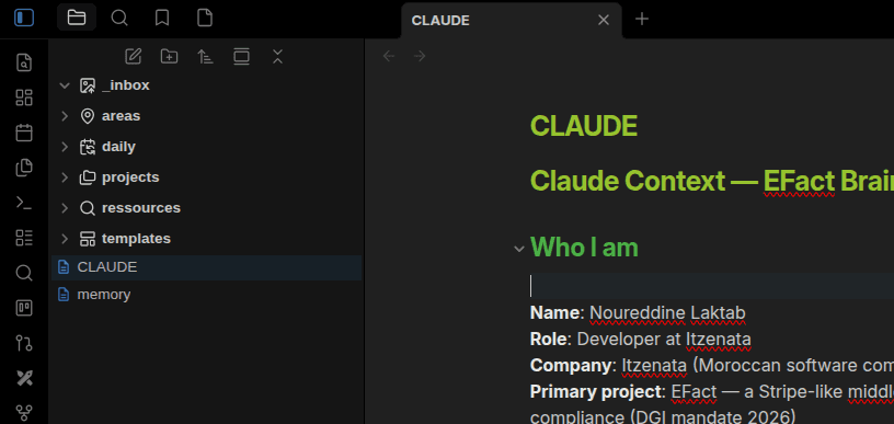 obsidian claude md persistent memory setup